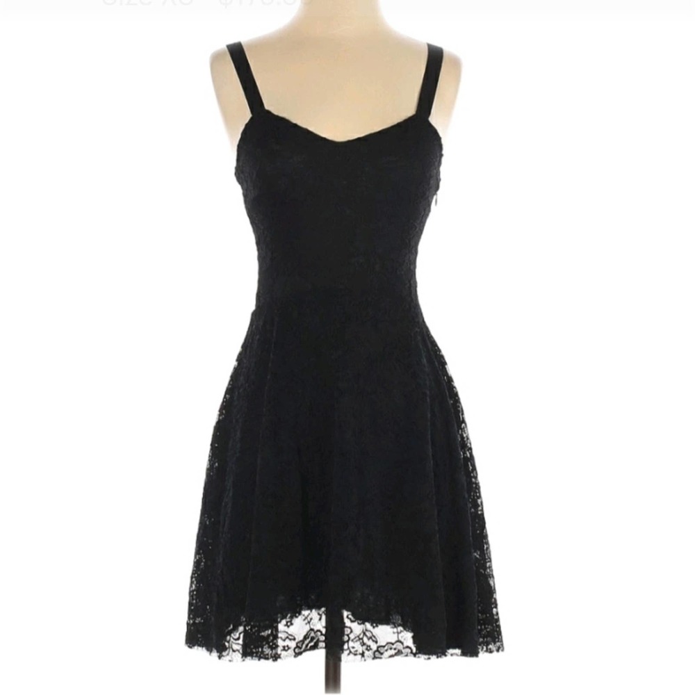 Free people lace fit n flare dress black tank XS